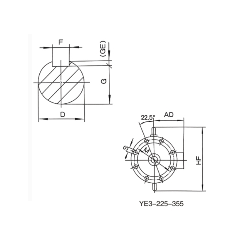 立式安裝、機(jī)座不帶底腳、端蓋上有凸緣的電動(dòng)機(jī)
